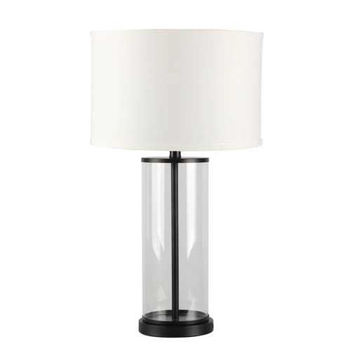 Left Bank Table Lamp - Black w White Shade