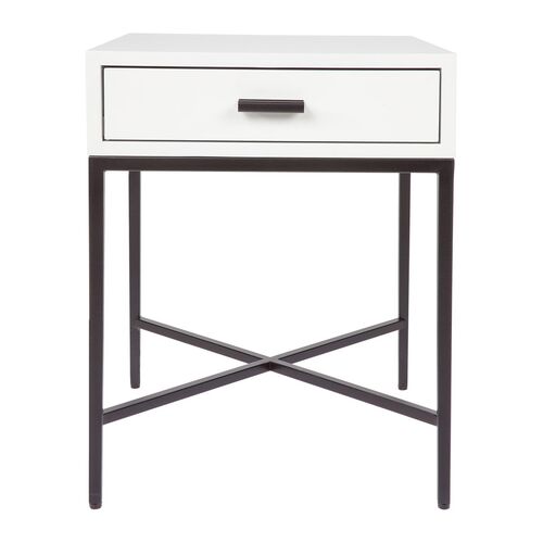 Nessa White Bedside Table - Black