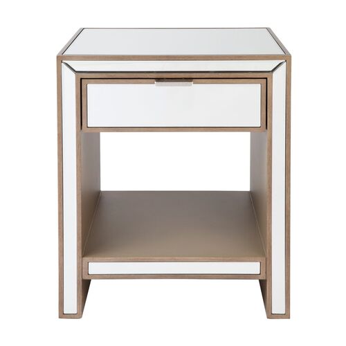 Sabrina Mirrored Bedside Table -Small Antique Gold
