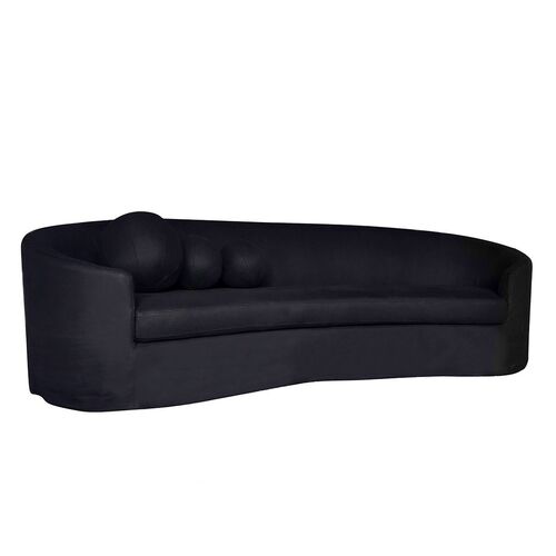 Elle 3 Seater Slip Cover Sofa - Black Linen