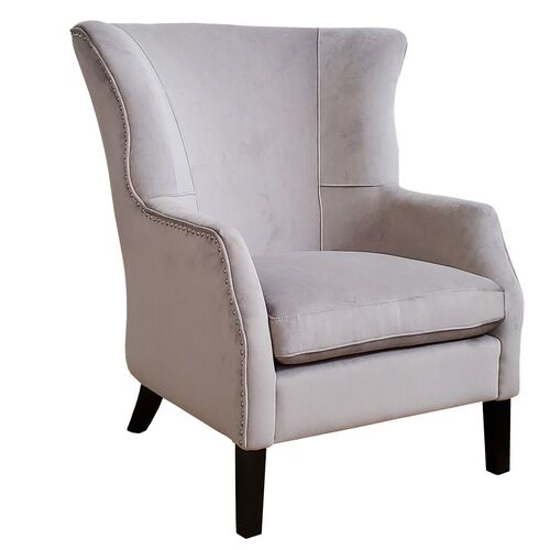Kristian Wing Back Occasional Chair - Grey Velvet