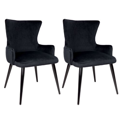 Dorsett Dining Chair Set of 2 - Black Velvet       