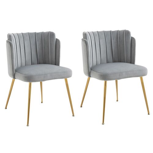 Kiama Dining Chair Set of 2  - Glacier Grey Velvet