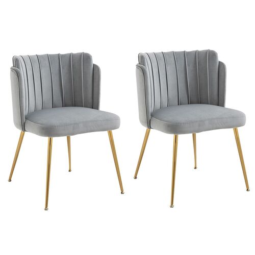 Kiama Dining Chair Set of 2 - Glacier Grey Velvet