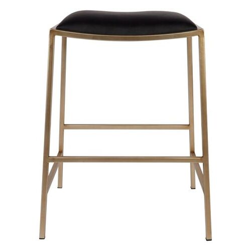 Kai Gold Kitchen Stool - Black Vegan Leather