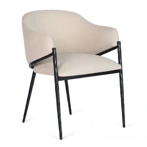 Heston Black Dining Chair with Arms Natural Linen