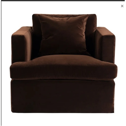 Birkshire Slip Cover Arm Chair - Dark Chocolate Velvet