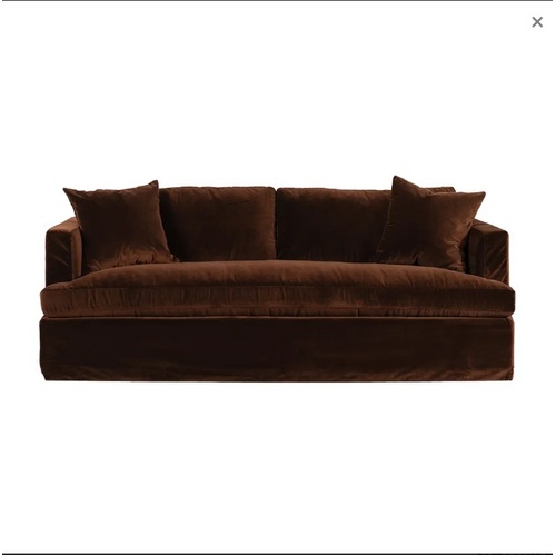 Birkshire 2 Seater Slip Cover Sofa - Dark Chocolate Velvet