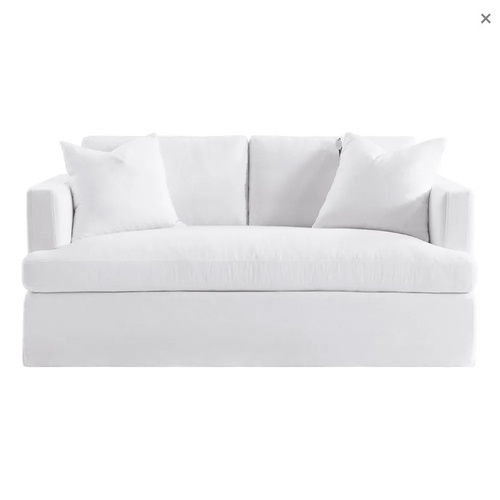Birkshire 2 Seater Slip Cover Sofa - White Linen