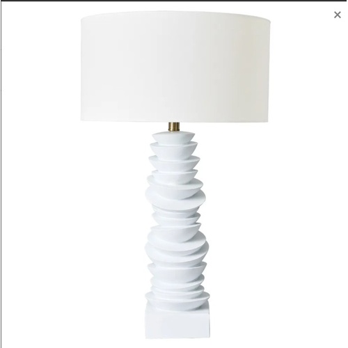 Mendoza Table Lamp - White w White Shade