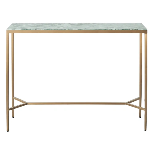Chloe Dusty Jade Marble Console Table - Large Gold