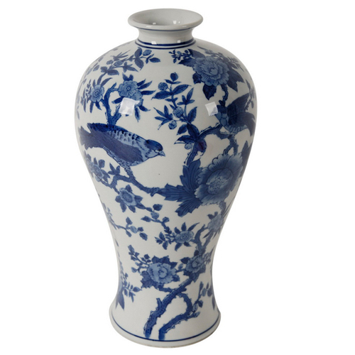 Swallow Vase Medium  Blue and White Bird Vase