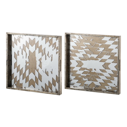 Abstract Mirrored Set of 2 Trays