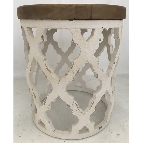 Lattice Round Shabby Chic Side Table Distressed White. It will make a great impression in your room