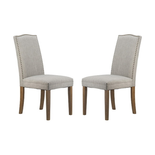 Studded Smoky Grey Armless Dining Chairs Set of 2