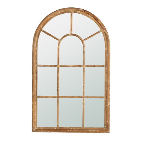 Coolum Arched Wall Mirror. This decorative wall mirror boasts an oversized arched silhouette and a natural brown frame
