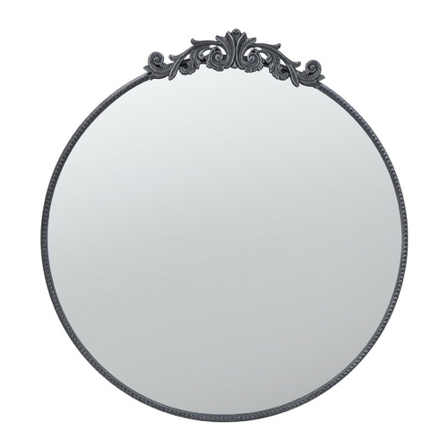 Baroque Black Round Wall Mirror 98cm.  The black framing makes this a striking focal piece. 