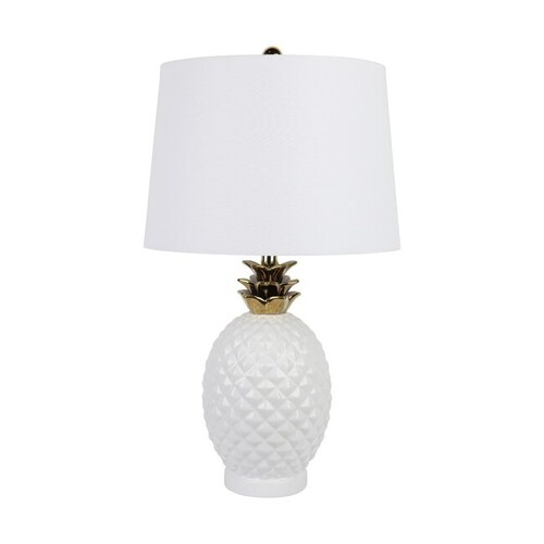 Pineapple Table Lamp  White & Gold 68 cmh