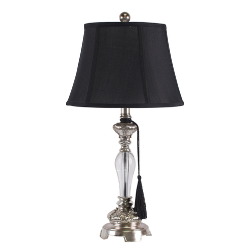 Felicienne Bedside Lamp With Black, Silver Lamp With Black Shade