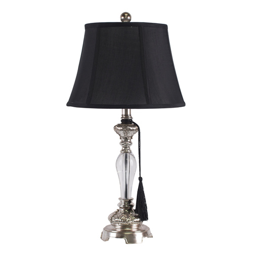 Felicienne Bedside Lamp With Black Shade And Tasse Felicienne Bedside Lamp With Black, Silver Lamp With Black Shade