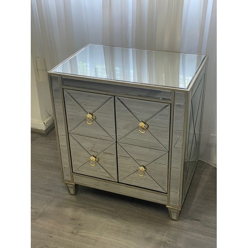 Criss Cross Front Bedside with gold handles