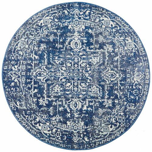 Contrast Navy Transitional Rug 150x150cm