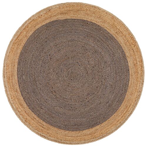 Round Jute Natural Rug Charcoal 