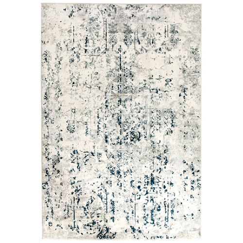 Farah Distressed Contemporary Rug White Blue Grey 