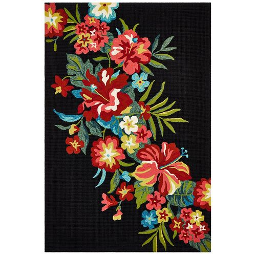 Kelsey Bouquet Black Indoor Outdoor Rug 