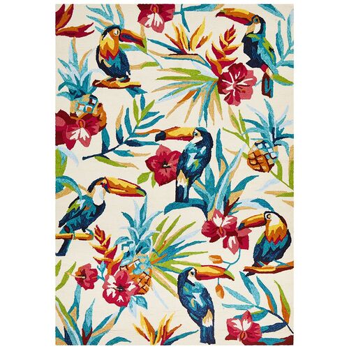 Toucan Tropical Indoor Outdoor Rug Cream