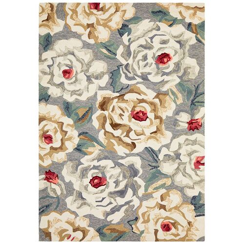 Gorgeous Peony Grey Indoor Outdoor Rug 