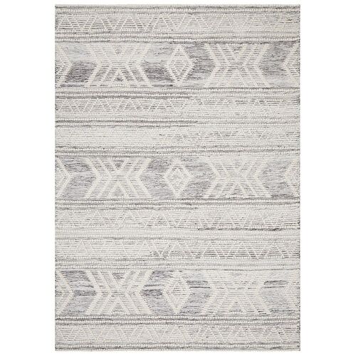 Esha Woven Tribal Rug Silver Grey