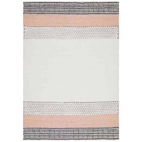 Esha Textured Woven Rug White Peach
