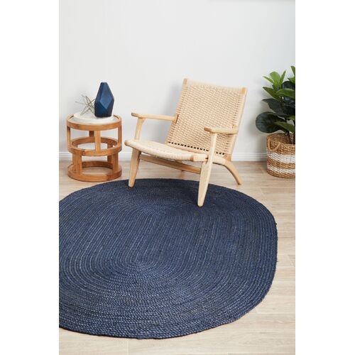 Bondi Navy Oval Rug