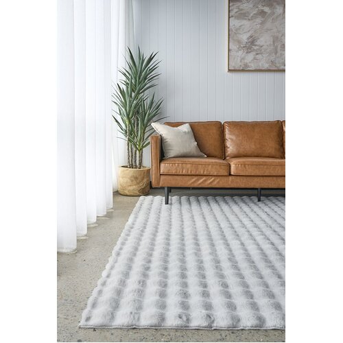 Bubble Washable Rug Silver