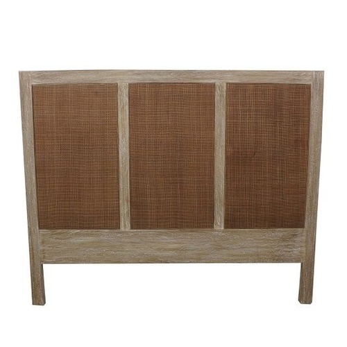 Bahama Queen Headboard-Driftwood Greywash on wood Rustic on Weave