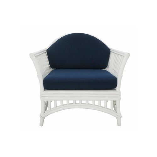 Barbados Armchair White with Navy Blue  cushion