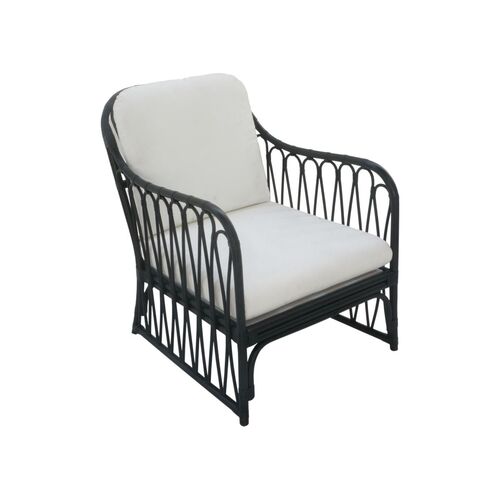 Antiqua Black Lounge Chair with a white cushion