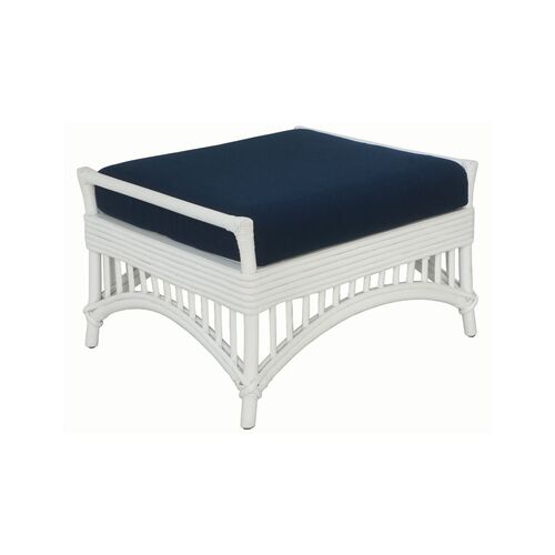 Barbados Ottoman White with Navy cushion