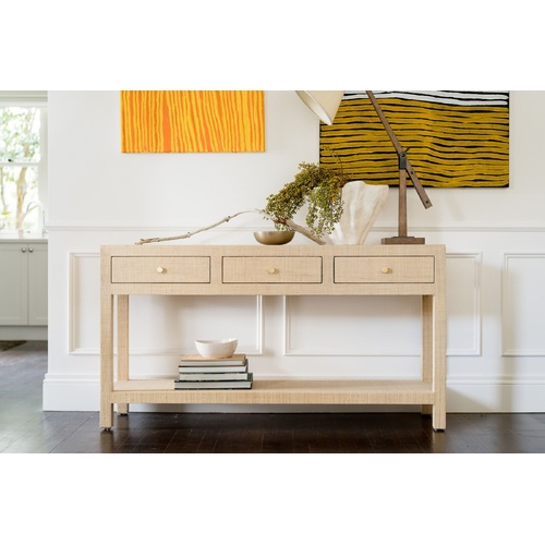 Kagu Console Table w/Raffia