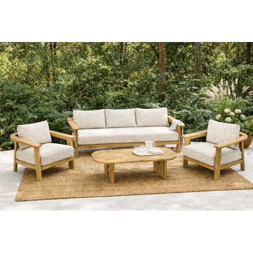 Moana 4 Piece Lounge Set  Light Teak /Mixed Sand