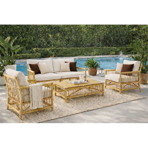 Kai 4 Piece Lounge Set Light Bamboo/Mixed Sand